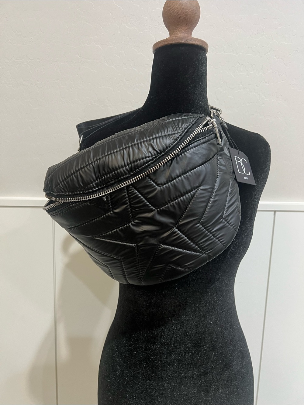 Quilted Black Crossbody Belt Bag